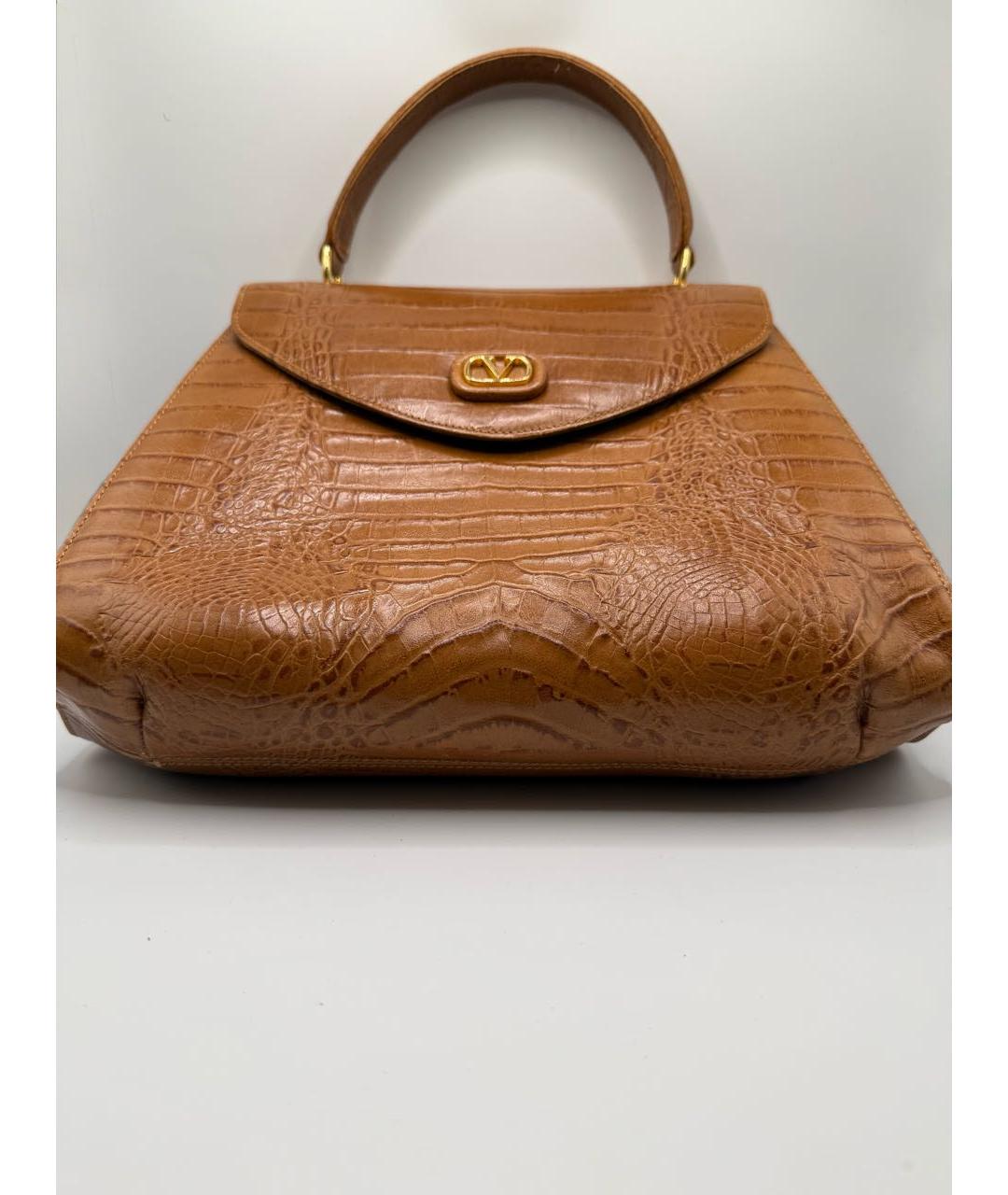 VALENTINO Оранжевая кожаная сумка с короткими ручками, фото 4