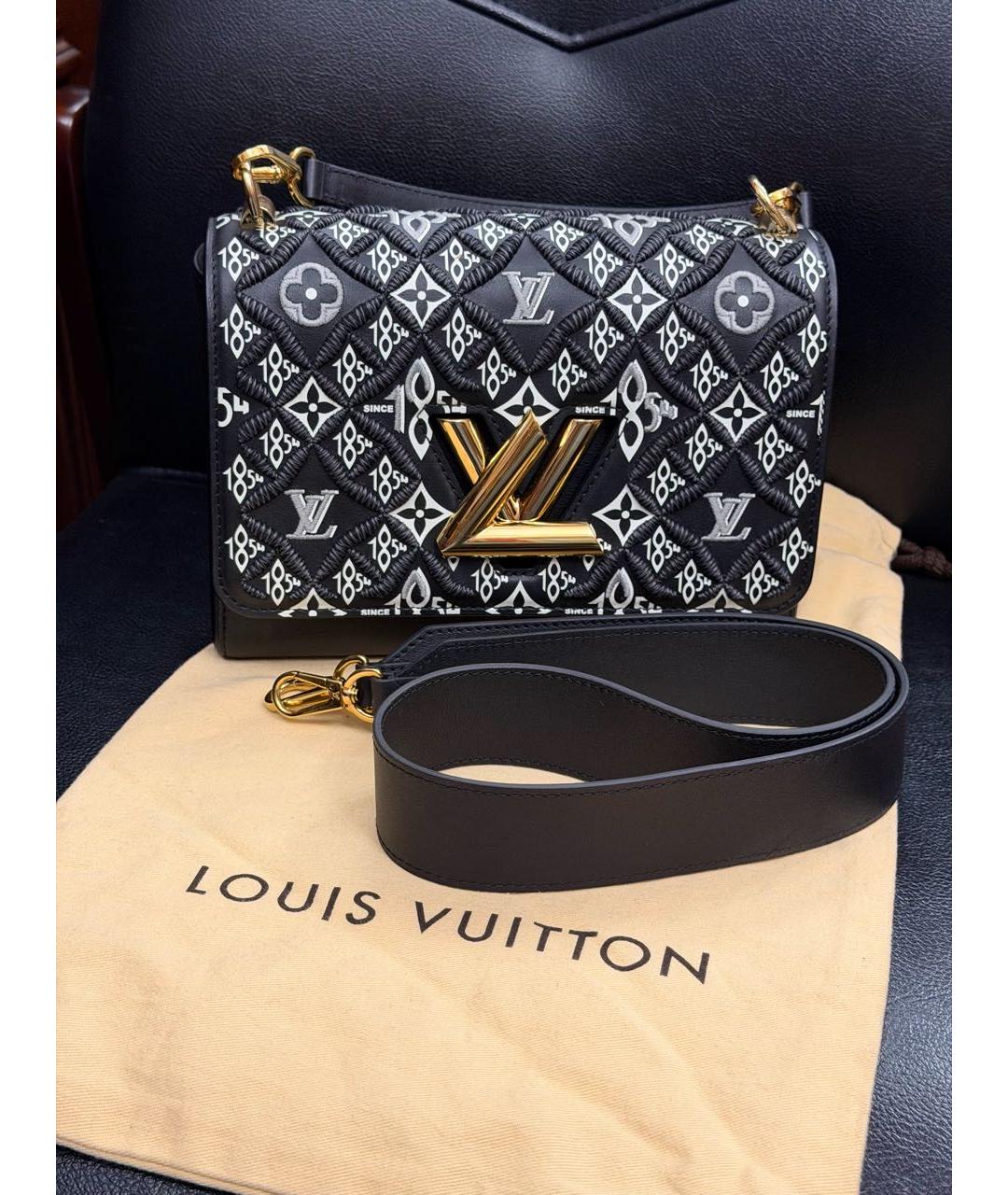 LOUIS VUITTON Черная кожаная сумка с короткими ручками, фото 4
