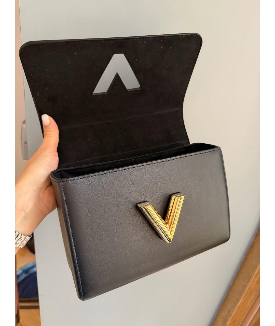 LOUIS VUITTON Черная кожаная сумка с короткими ручками, фото 6