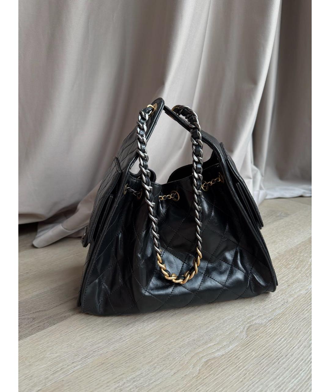 CHANEL Черная кожаная сумка тоут, фото 3