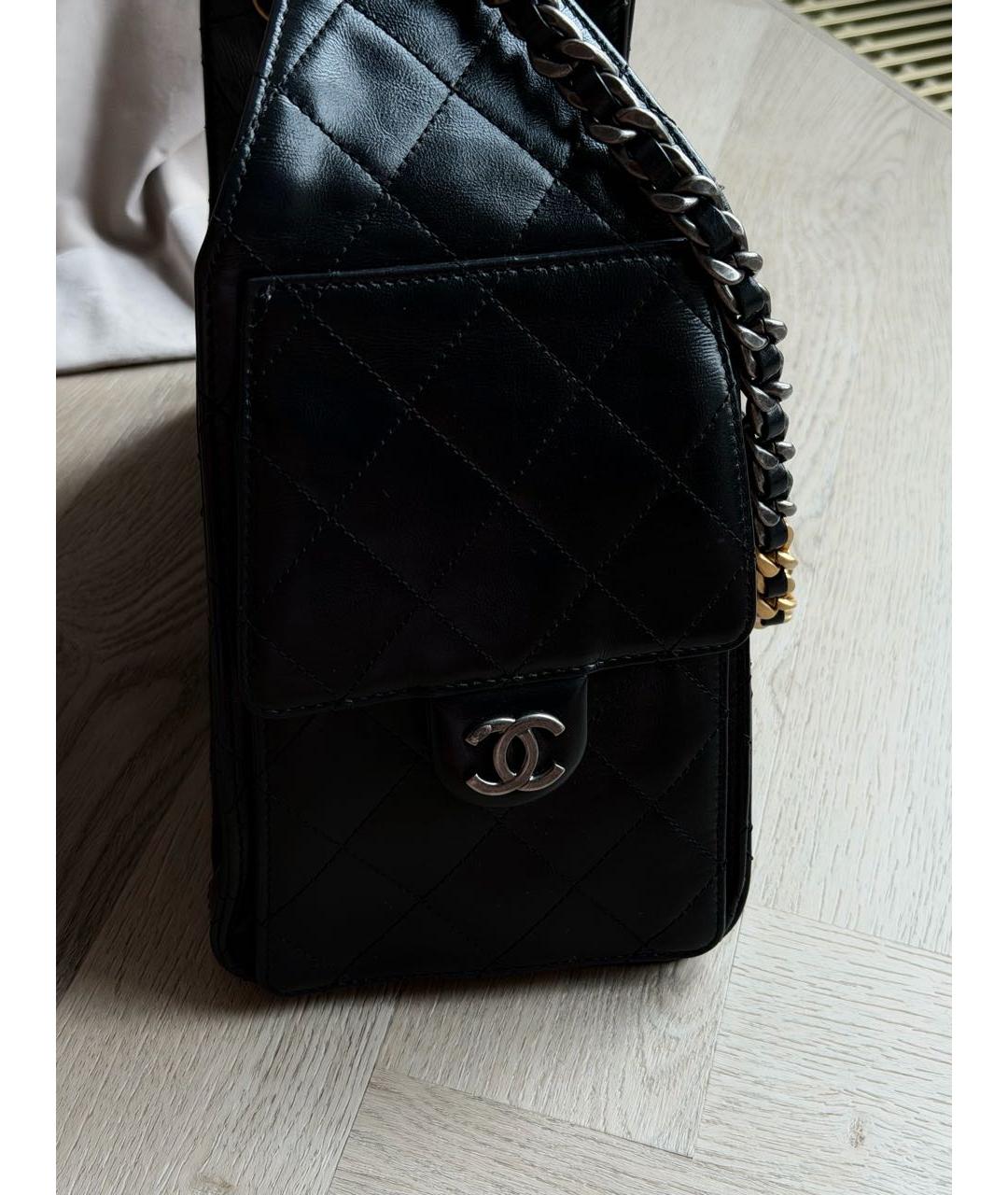 CHANEL Черная кожаная сумка тоут, фото 7