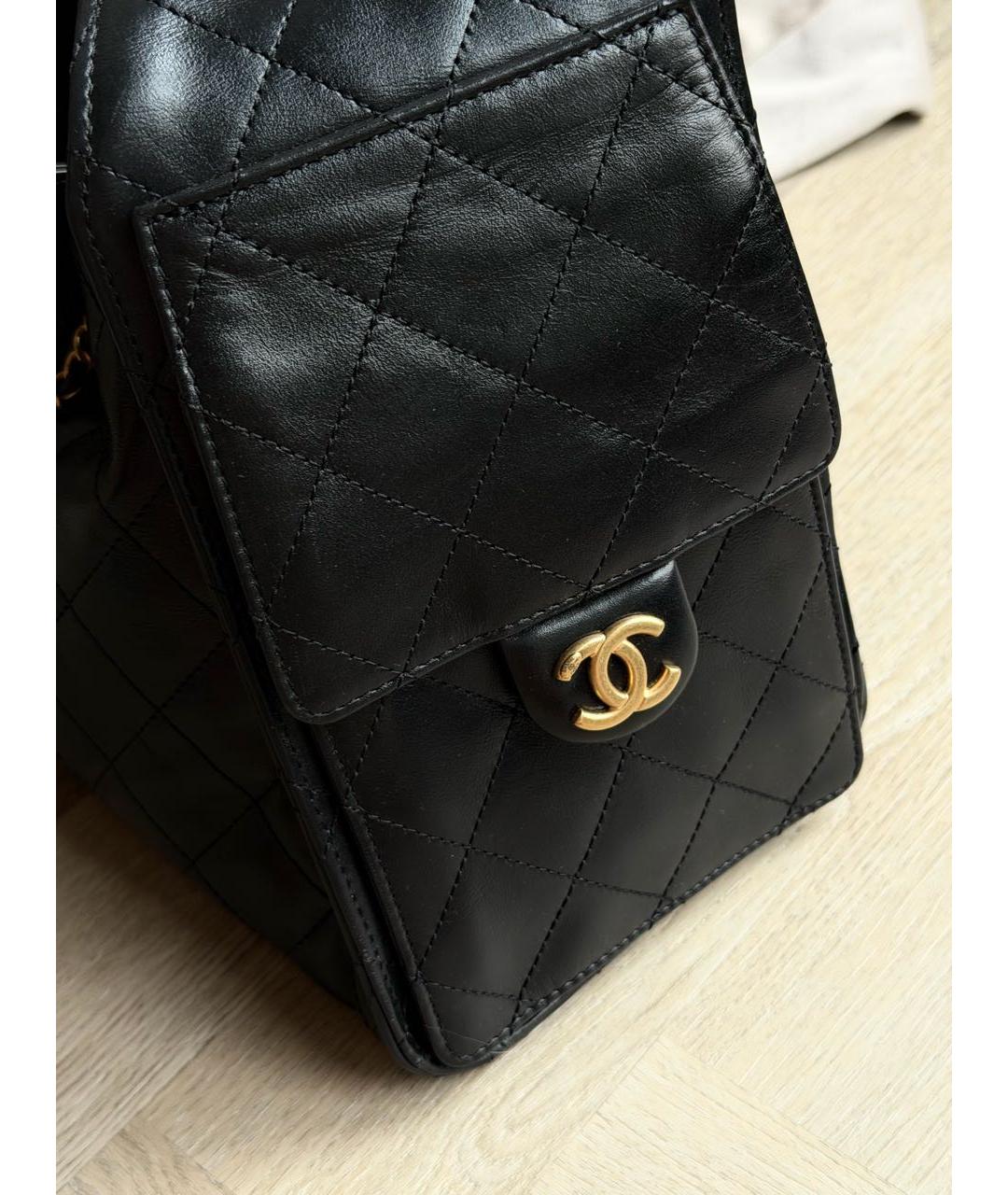CHANEL Черная кожаная сумка тоут, фото 6