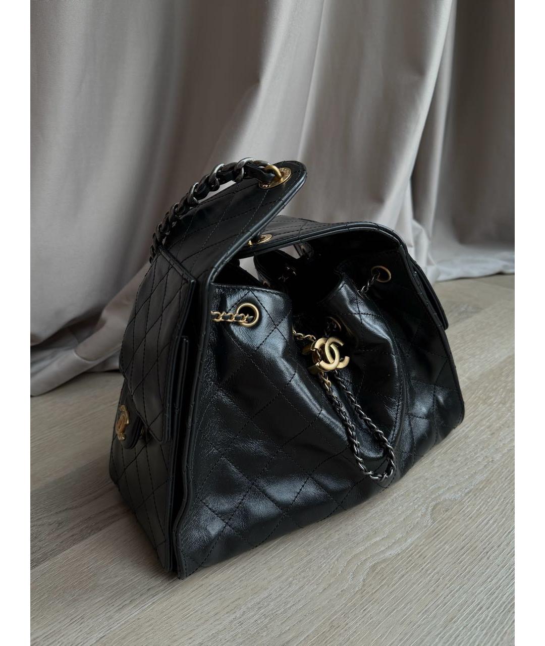 CHANEL Черная кожаная сумка тоут, фото 2