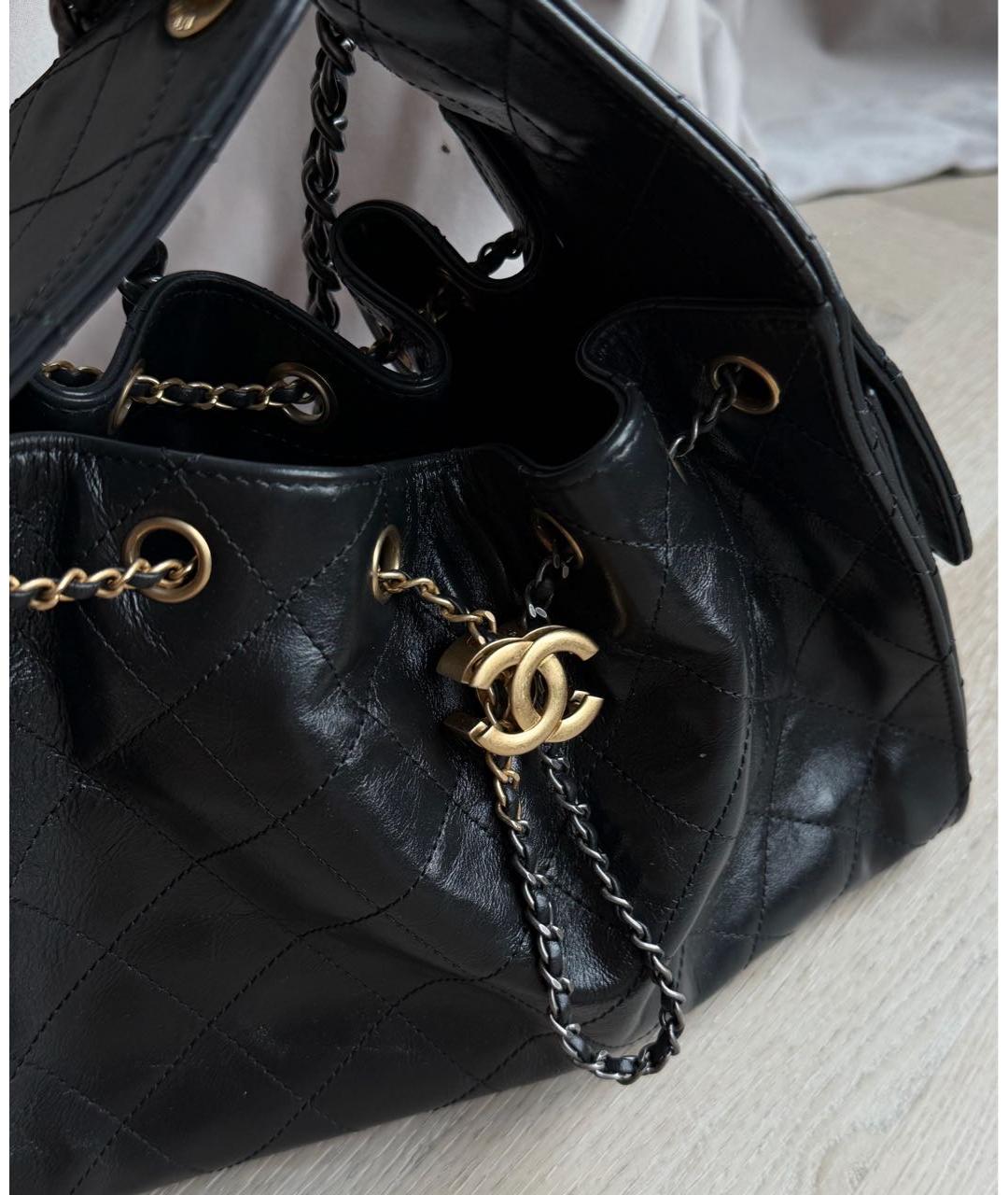 CHANEL Черная кожаная сумка тоут, фото 5