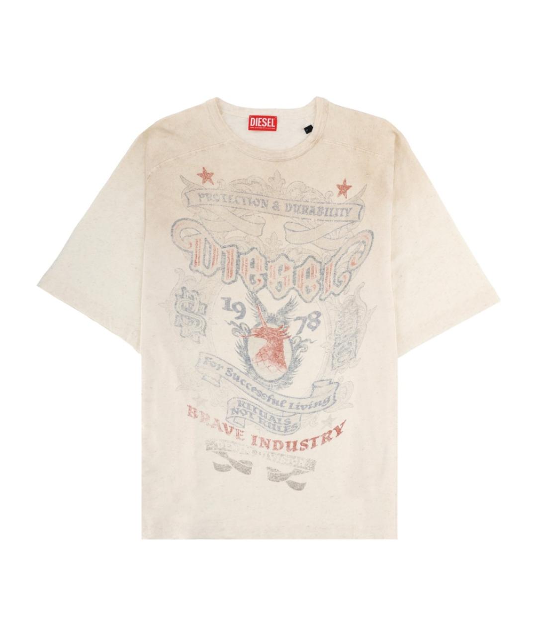 DIESEL Бежевая хлопковая футболка, фото 1
