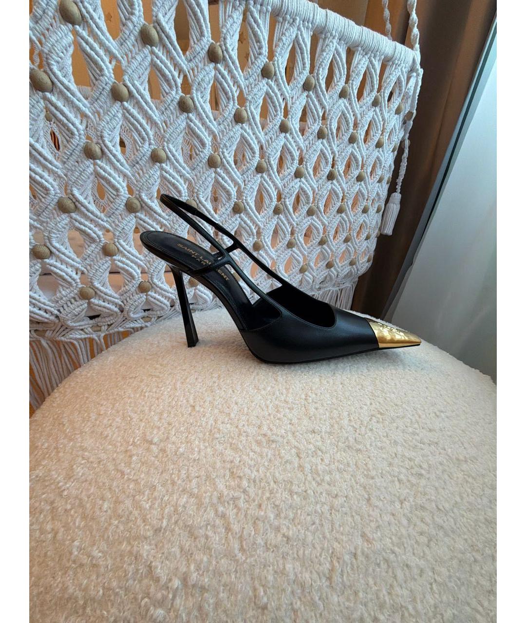 SAINT LAURENT Черные кожаные туфли, фото 5