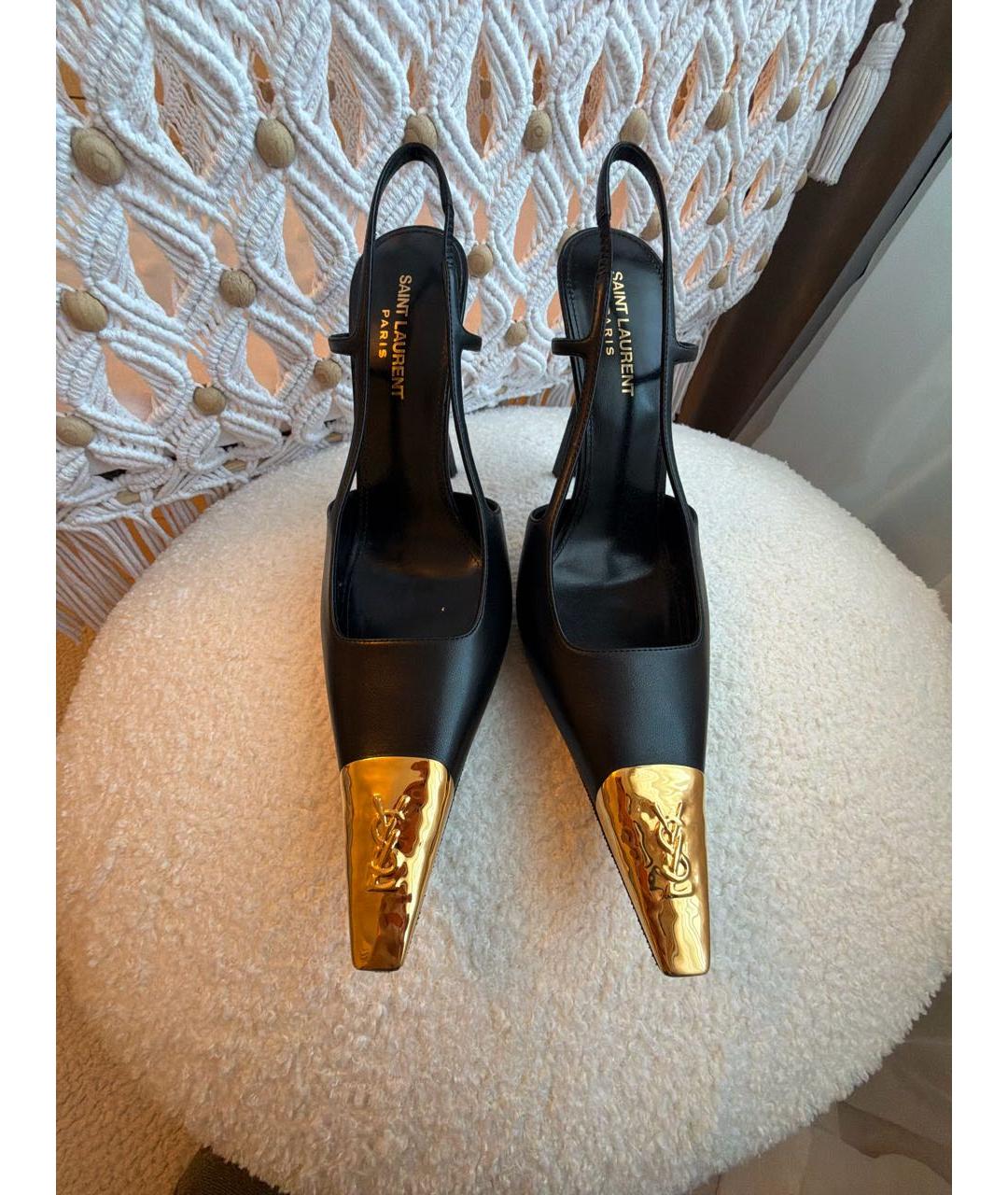 SAINT LAURENT Черные кожаные туфли, фото 2