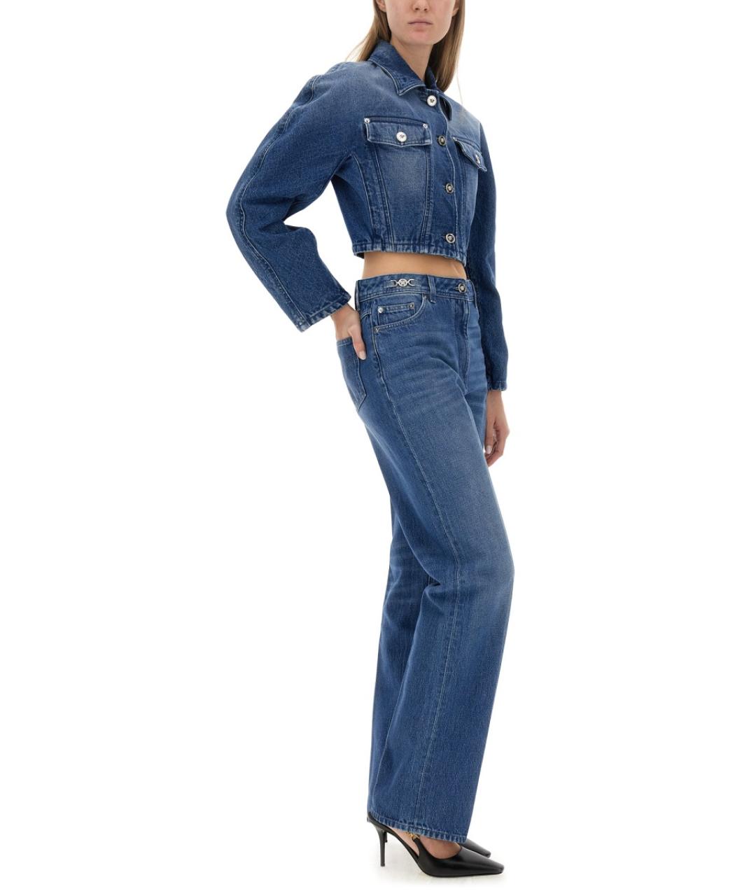 VERSACE Синие хлопковые прямые джинсы, фото 2