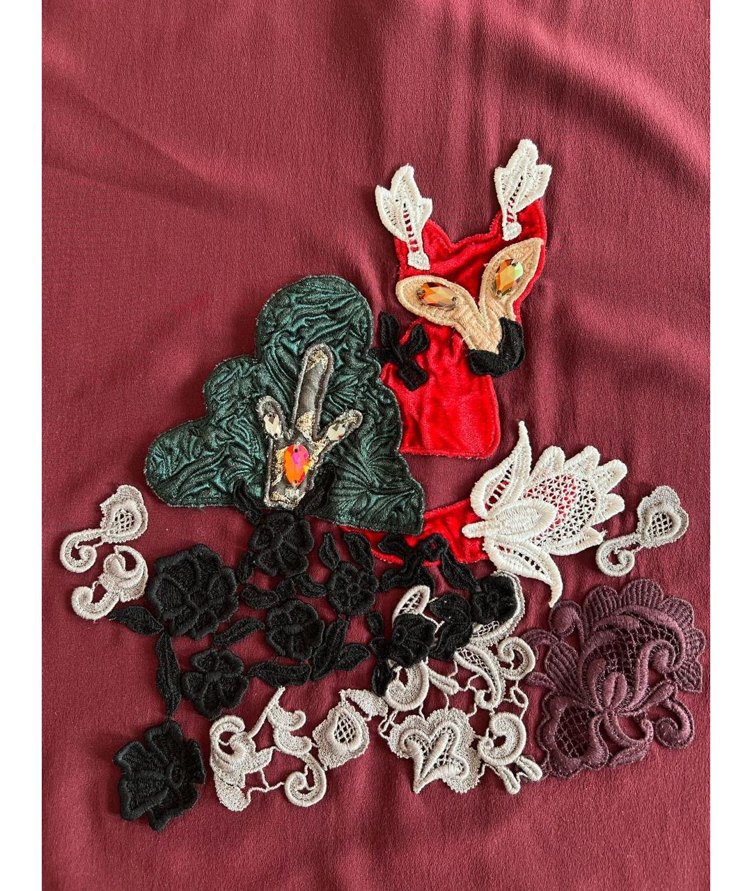 DOLCE&GABBANA Бордовая шелковая футболка, фото 4