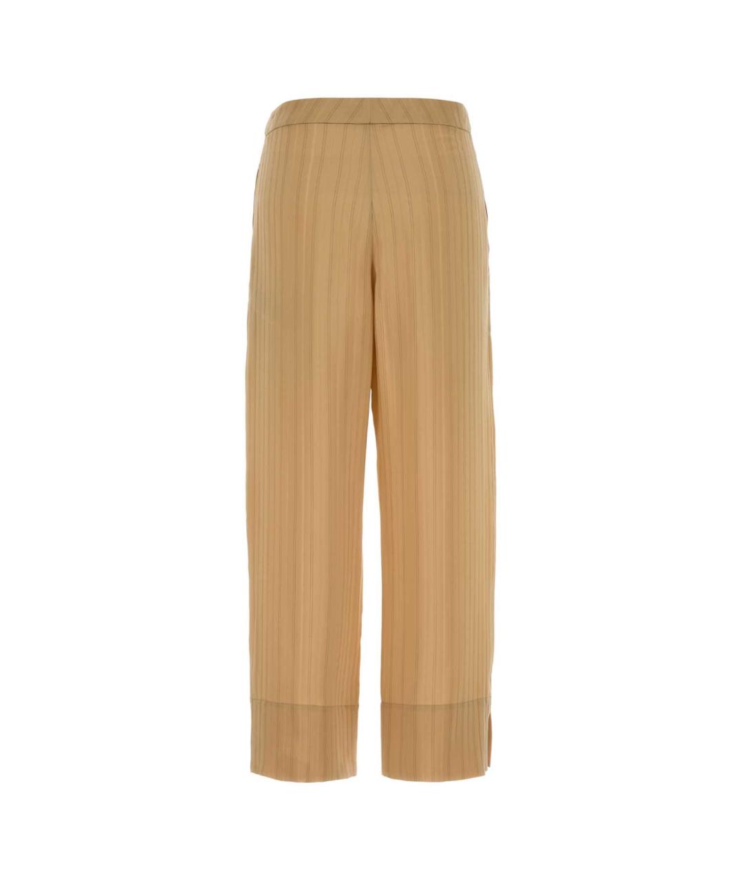 SAINT LAURENT Бежевые шелковые прямые брюки, фото 2