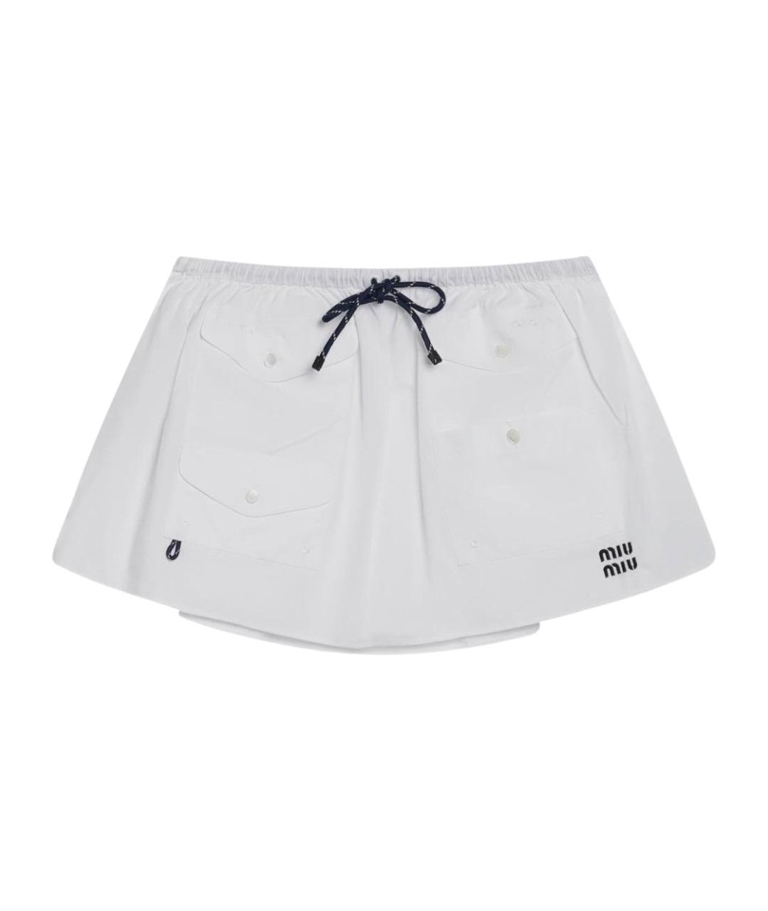 MIU MIU Белая хлопковая юбка мини, фото 1
