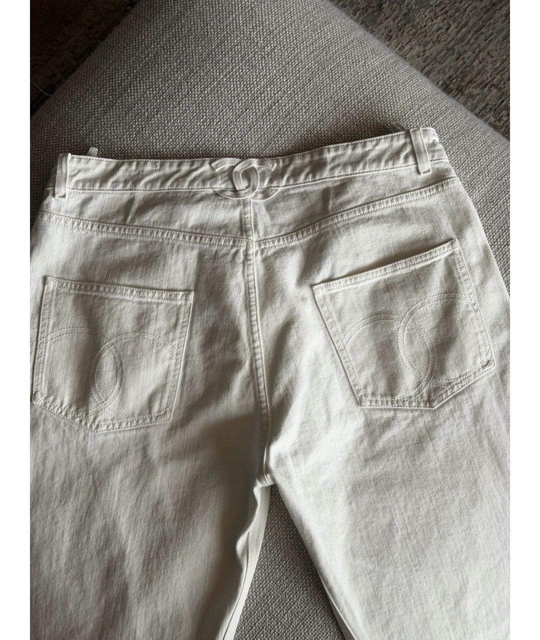 CHANEL Белые хлопковые прямые джинсы, фото 4