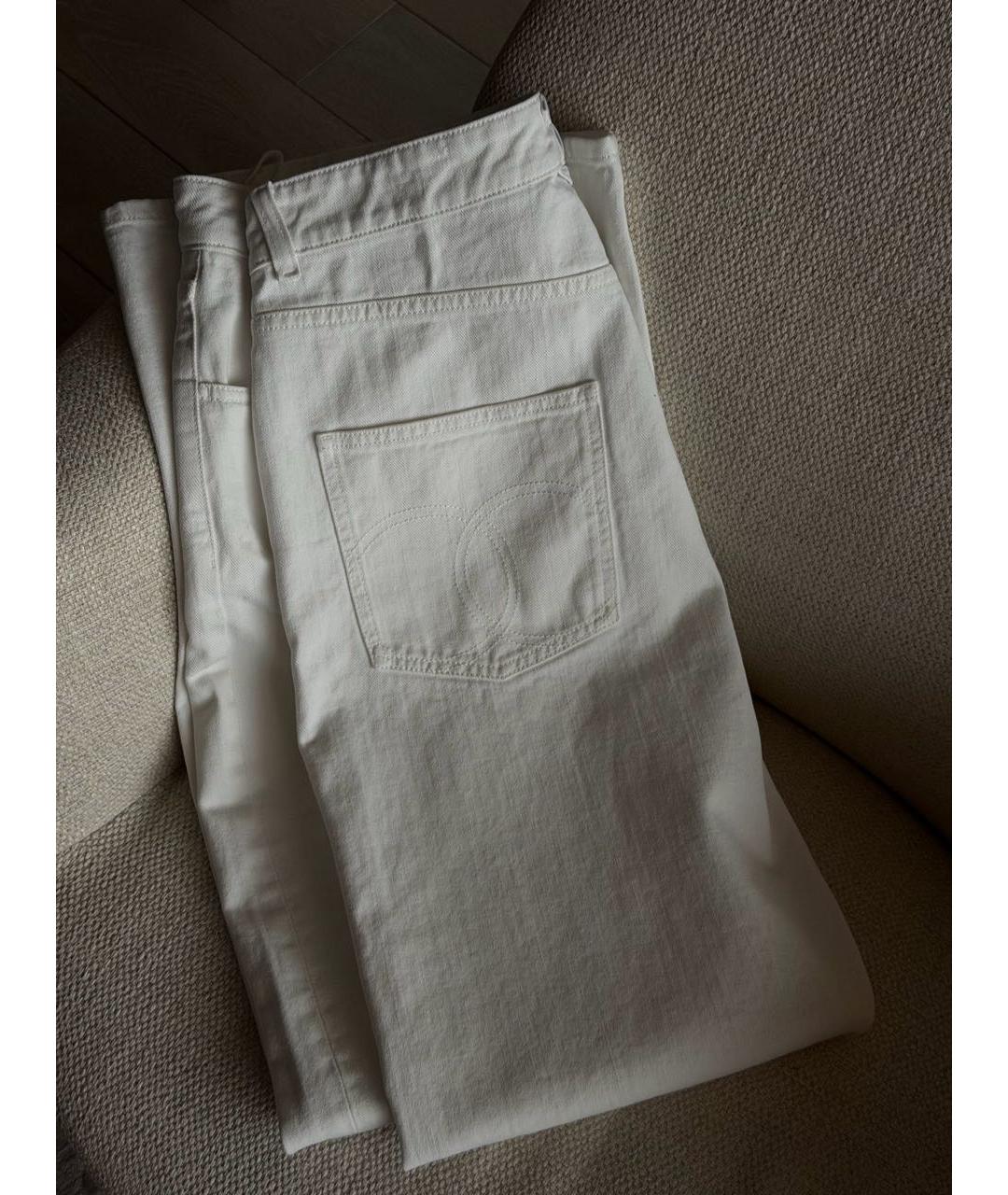 CHANEL Белые хлопковые прямые джинсы, фото 3