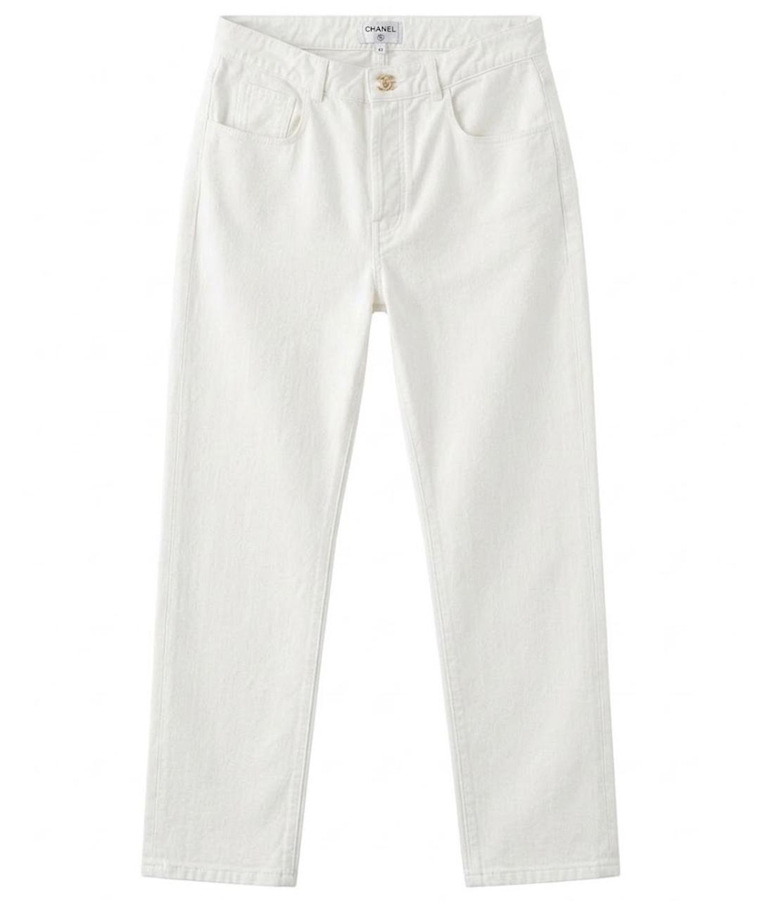CHANEL Белые хлопковые прямые джинсы, фото 1