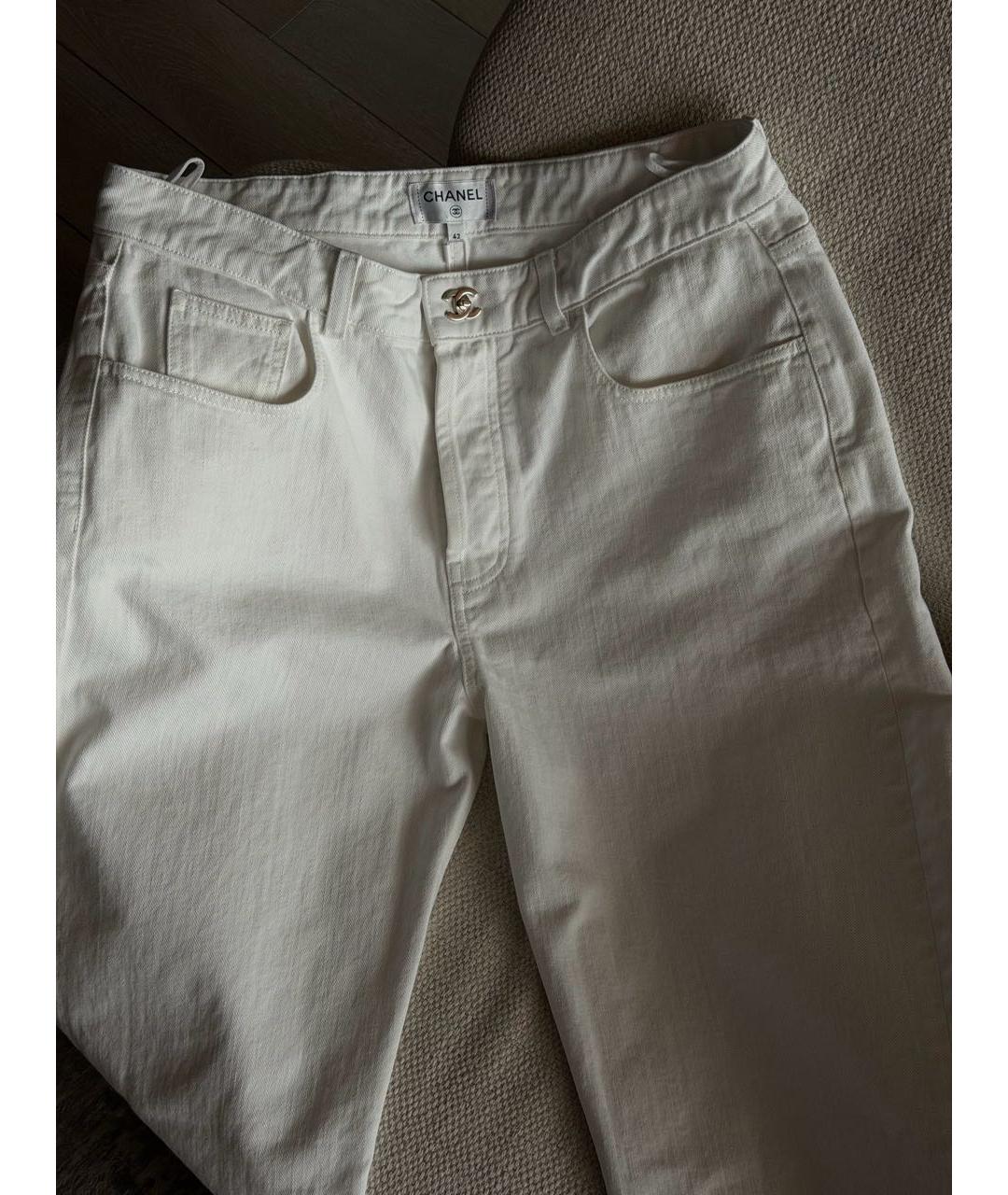 CHANEL Белые хлопковые прямые джинсы, фото 6