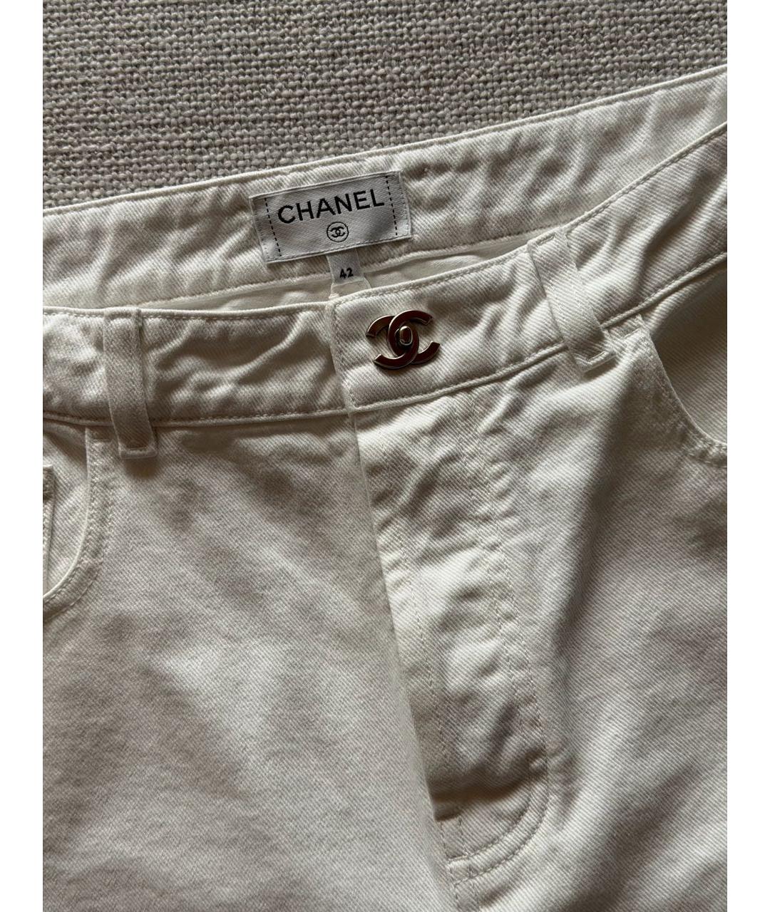 CHANEL Белые хлопковые прямые джинсы, фото 7