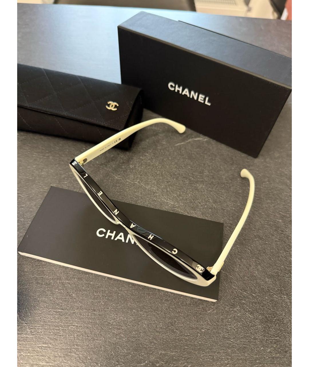 CHANEL Белые пластиковые солнцезащитные очки, фото 3