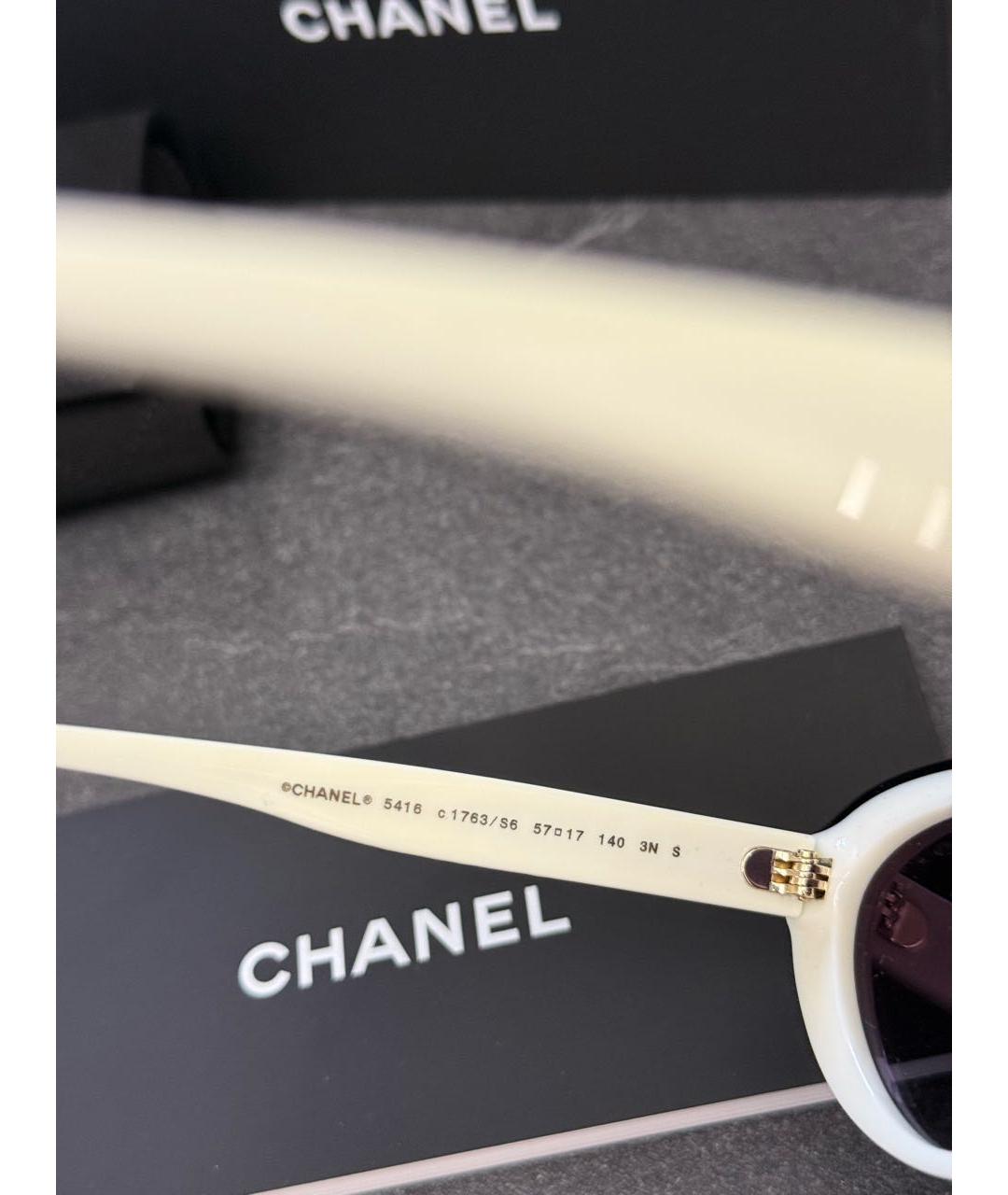 CHANEL Белые пластиковые солнцезащитные очки, фото 5