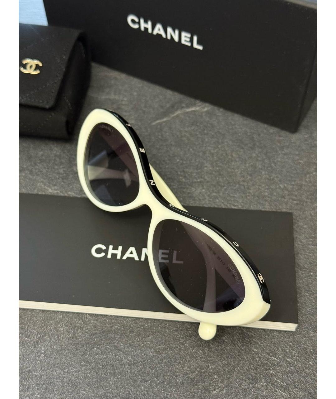 CHANEL Белые пластиковые солнцезащитные очки, фото 6