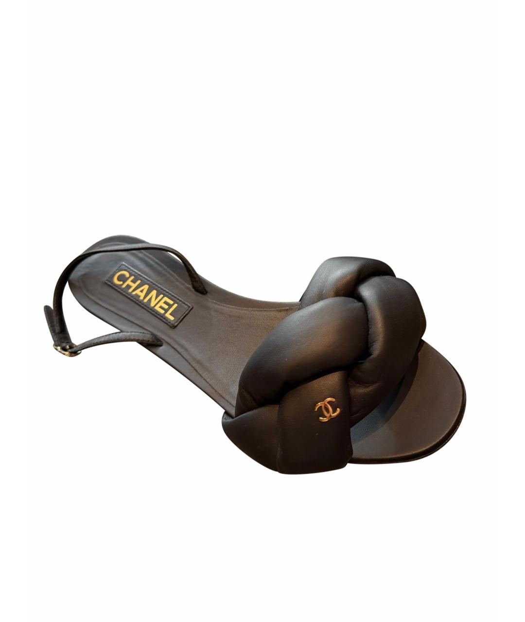 CHANEL Черные кожаные сандалии, фото 1
