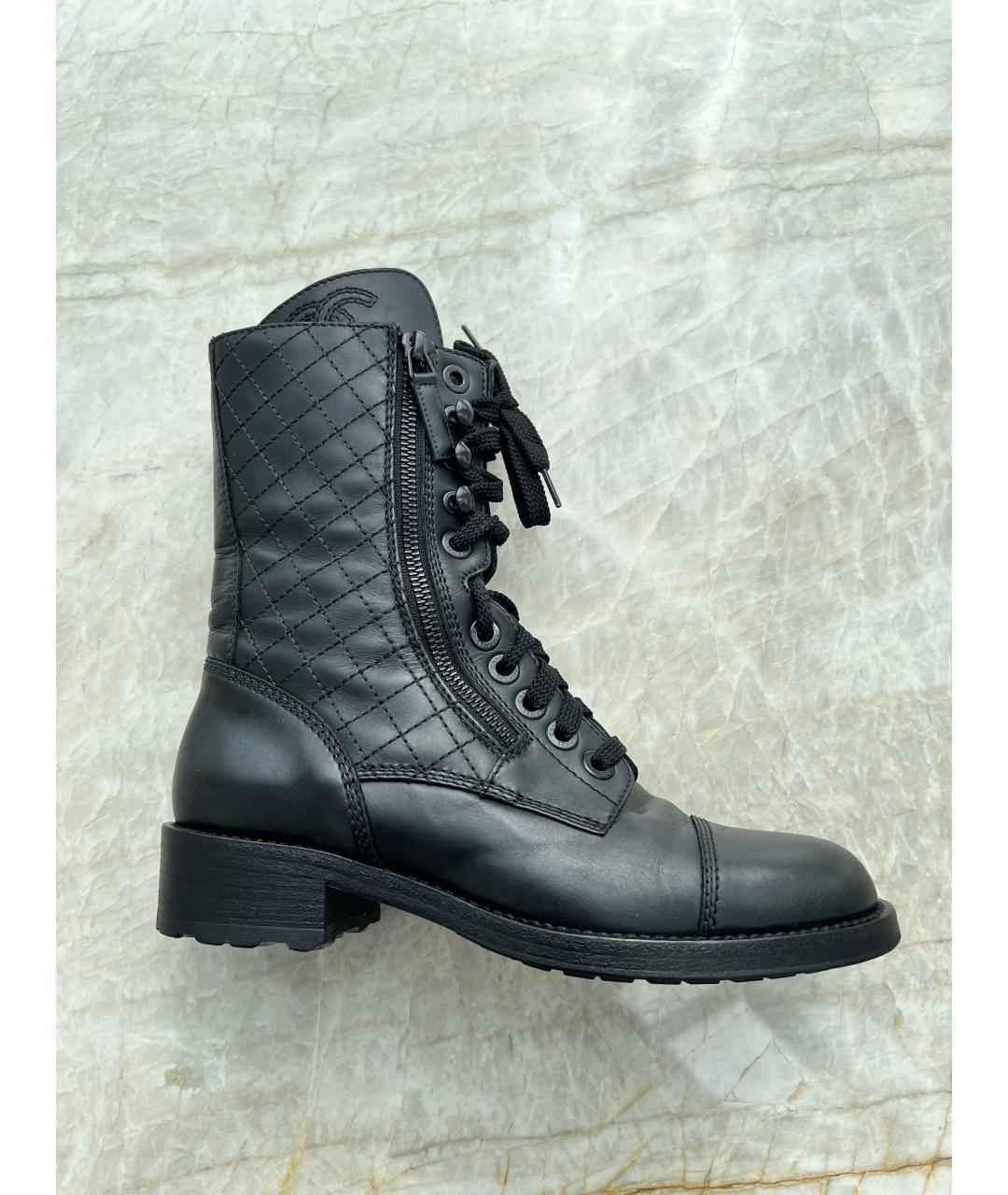 CHANEL Черные кожаные ботинки, фото 6