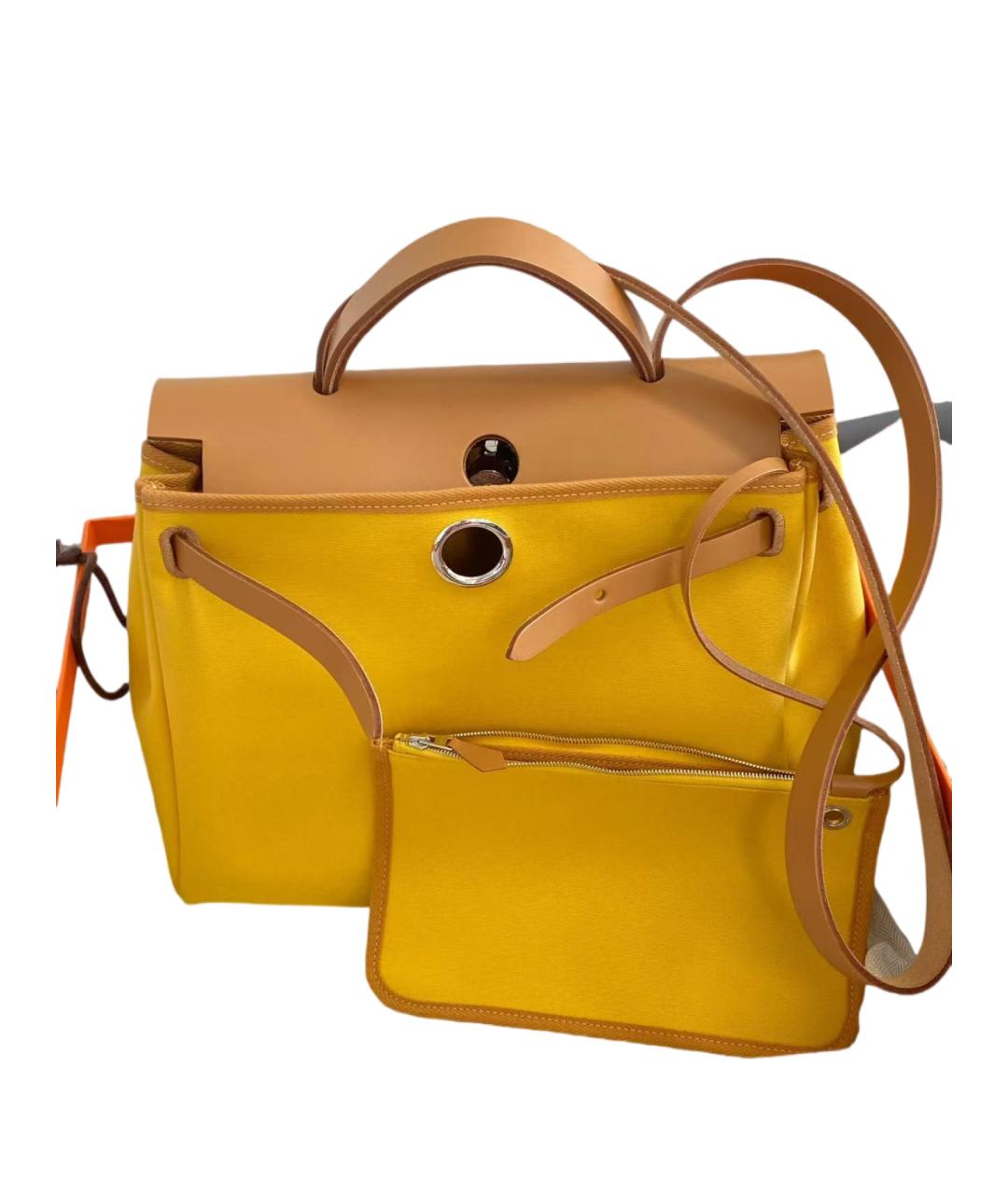 HERMES Желтая тканевая сумка через плечо, фото 7