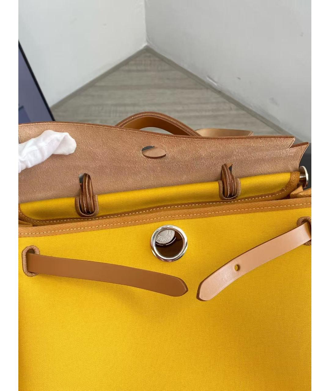 HERMES Желтая тканевая сумка через плечо, фото 6