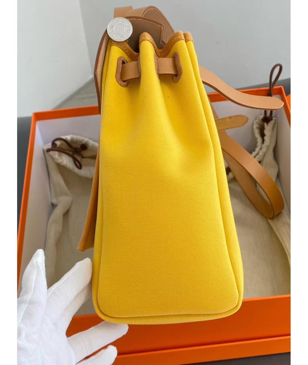 HERMES Желтая тканевая сумка через плечо, фото 4