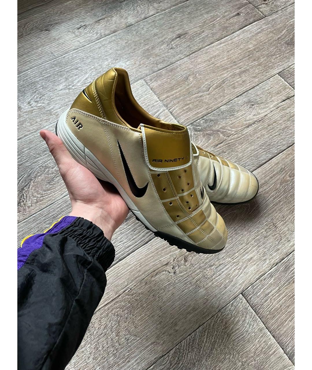 NIKE Золотые кожаные низкие кроссовки / кеды, фото 1