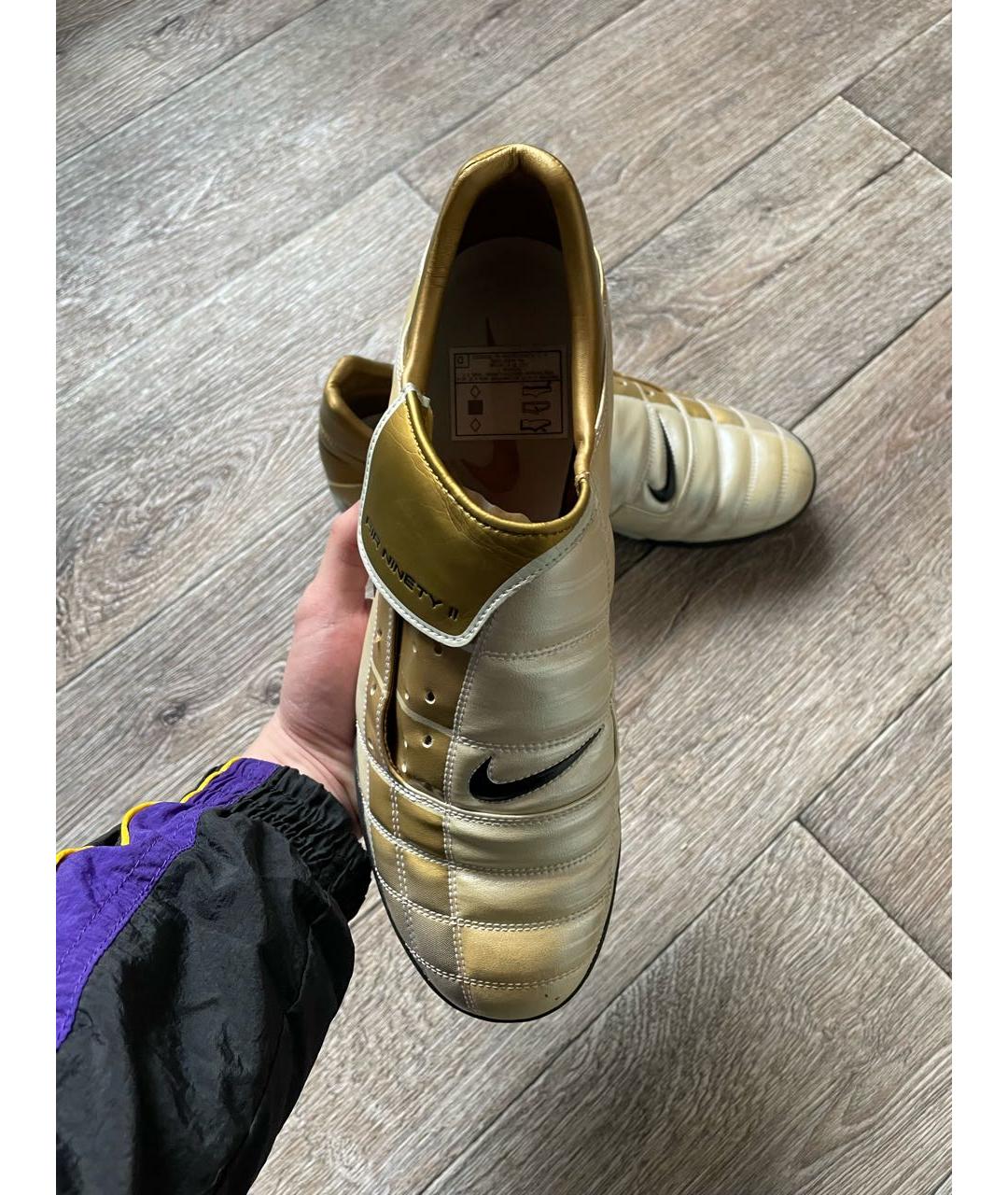 NIKE Золотые кожаные низкие кроссовки / кеды, фото 2