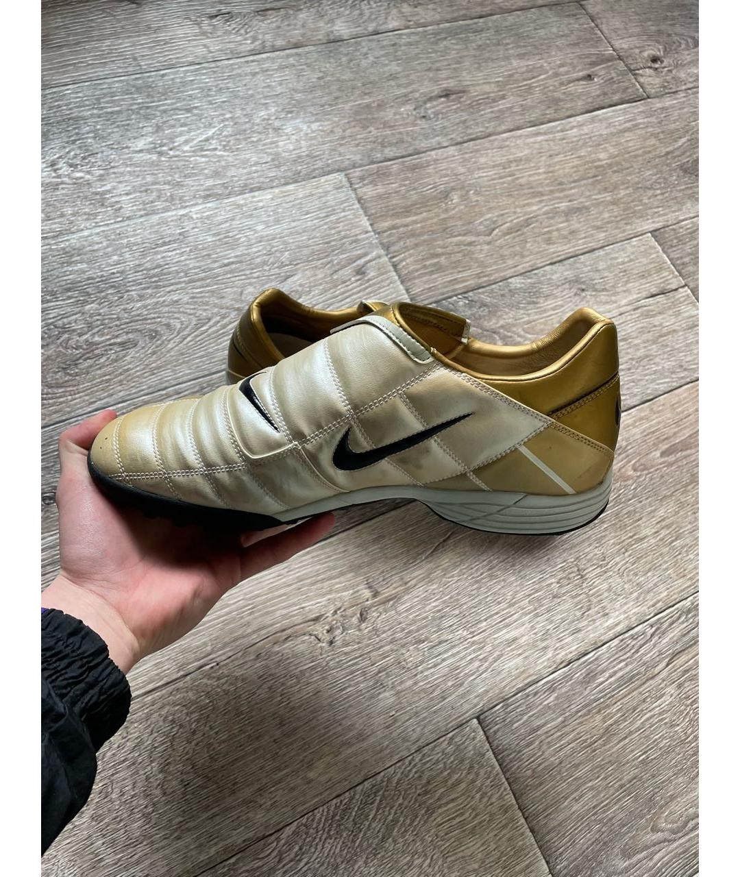 NIKE Золотые кожаные низкие кроссовки / кеды, фото 3