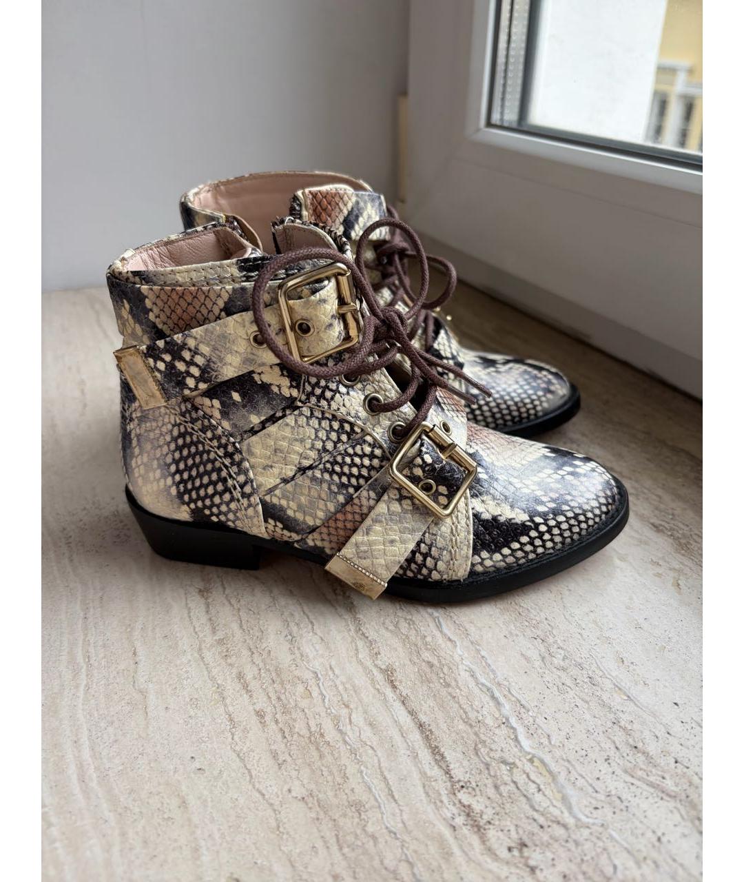 CHLOE Бежевые кожаные ботинки, фото 9