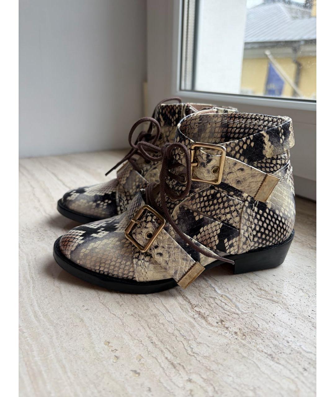 CHLOE Бежевые кожаные ботинки, фото 8