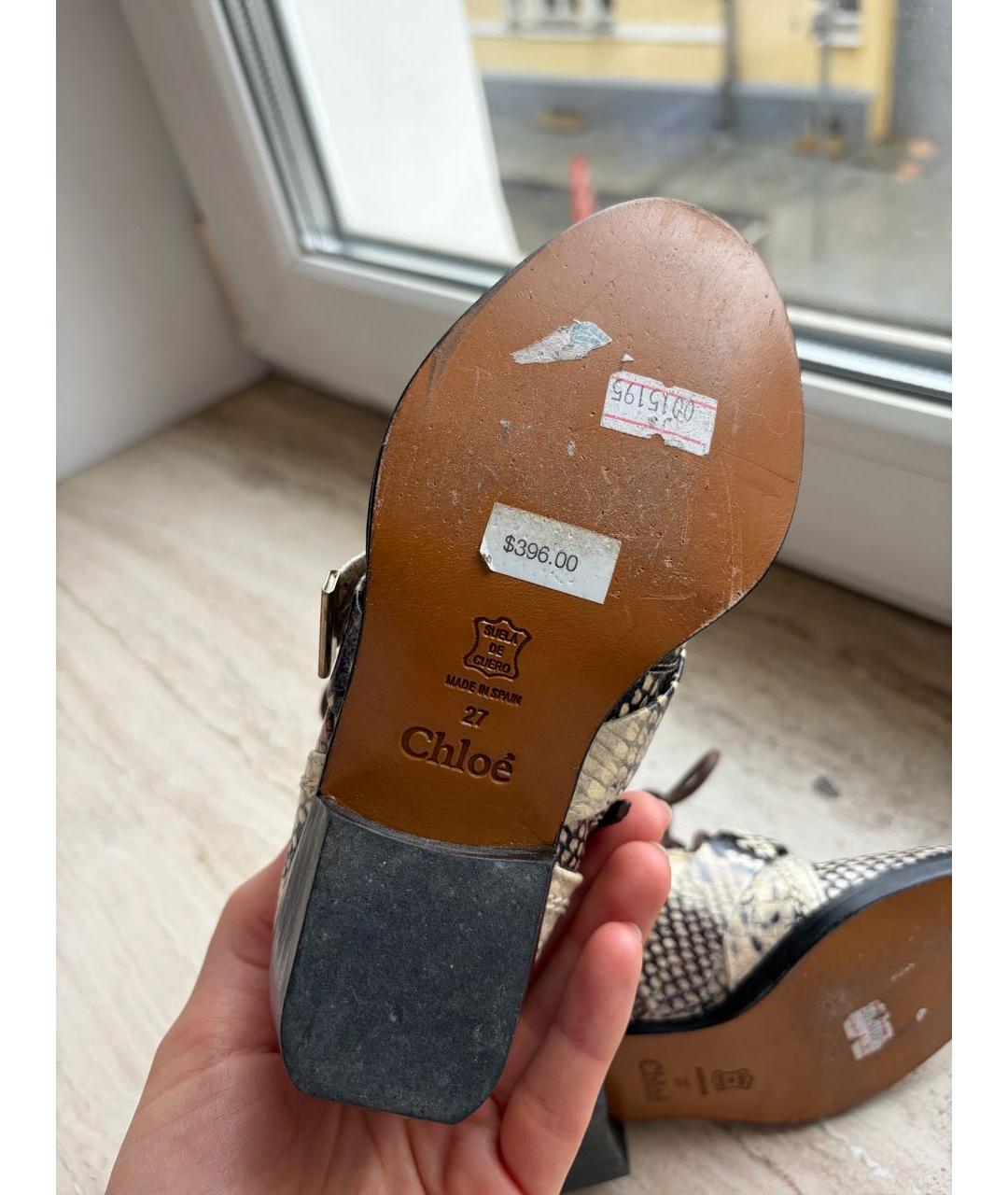 CHLOE Бежевые кожаные ботинки, фото 6