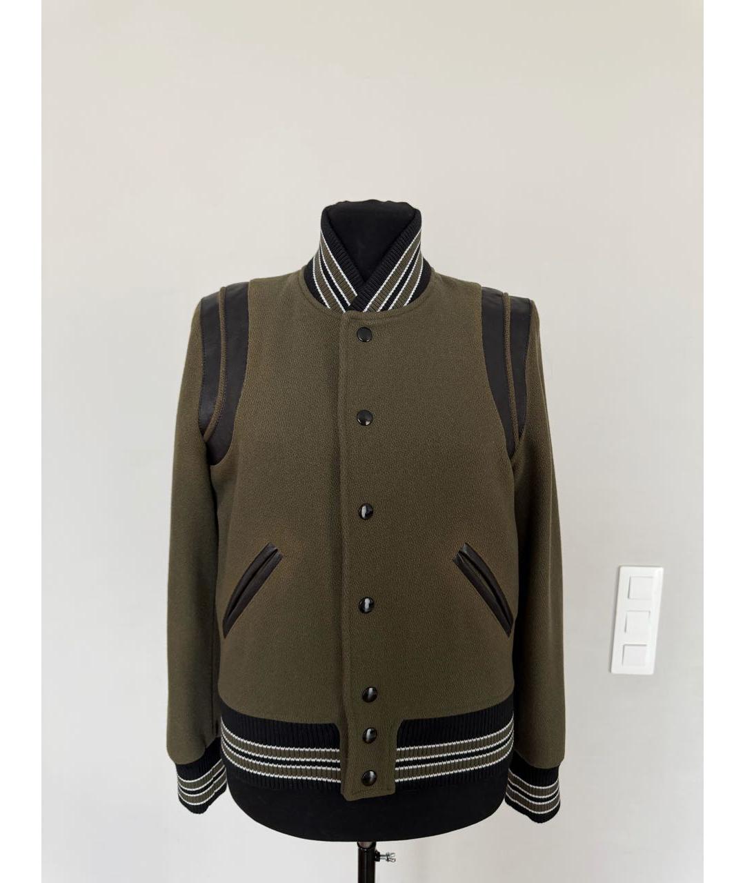 SAINT LAURENT Хаки шерстяная куртка, фото 5