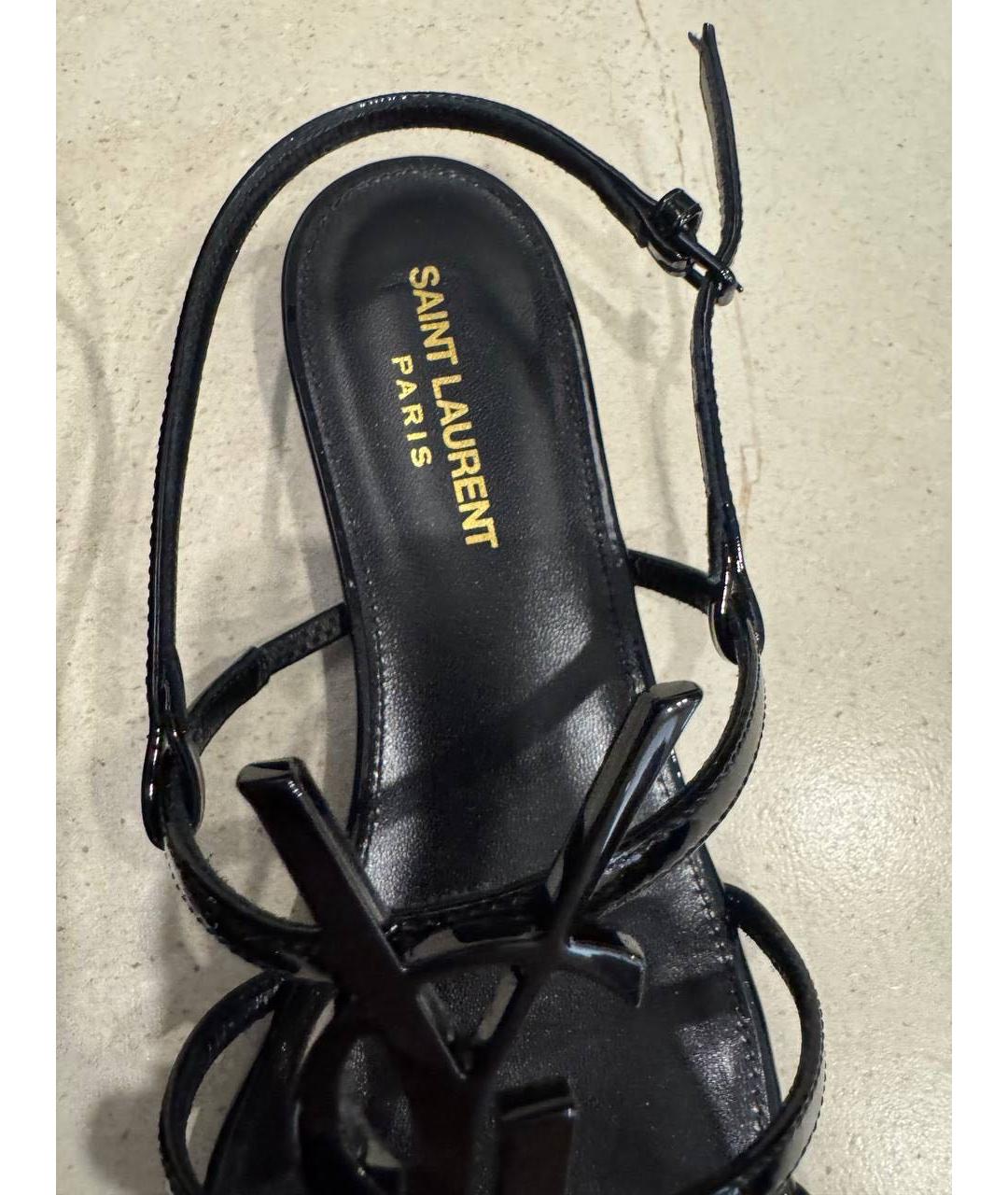 SAINT LAURENT Черные сандалии из лакированной кожи, фото 7