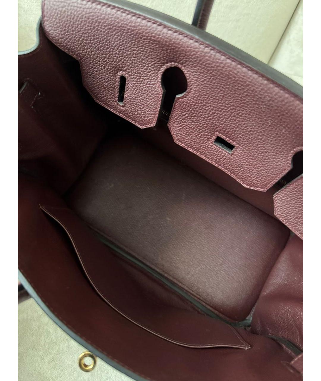HERMES Бордовая кожаная сумка с короткими ручками, фото 4