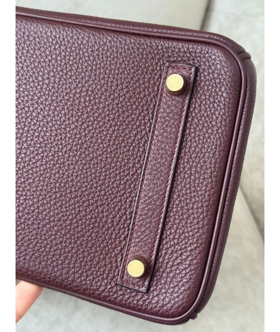 HERMES Бордовая кожаная сумка с короткими ручками, фото 7