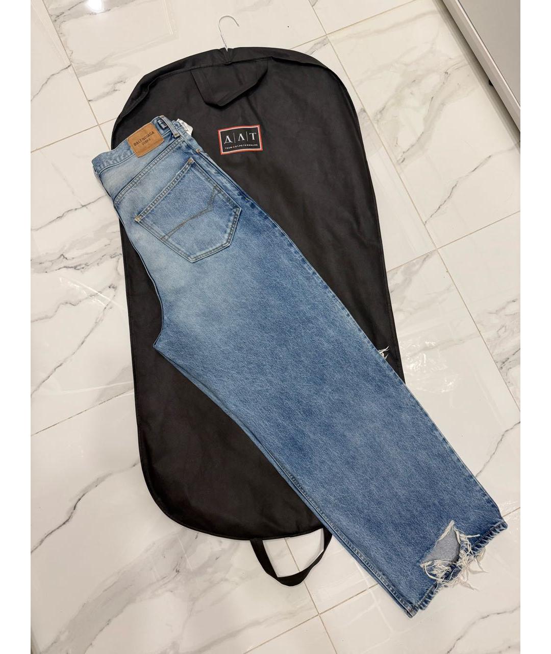 BALENCIAGA Голубые хлопковые прямые джинсы, фото 8