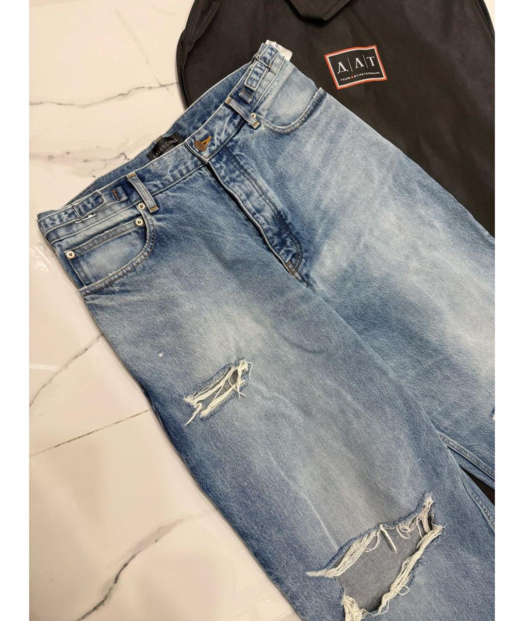 BALENCIAGA Голубые хлопковые прямые джинсы, фото 5