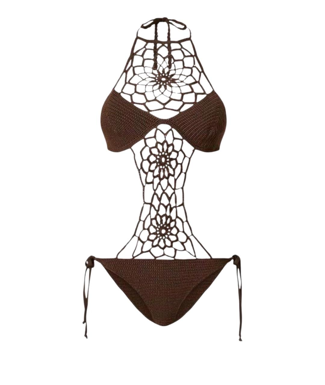 TWIN-SET Коричневый хлопковый купальник, фото 1