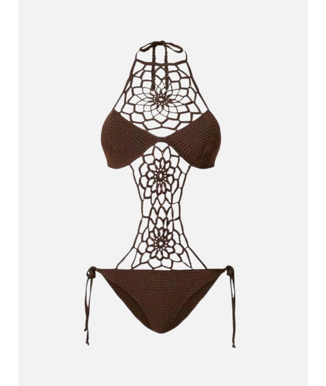 TWIN-SET Коричневый хлопковый купальник, фото 6