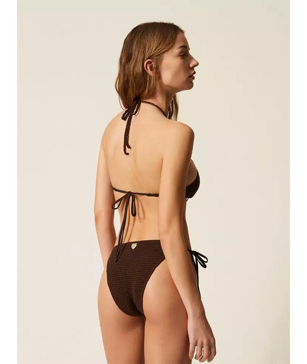 TWIN-SET Коричневый хлопковый купальник, фото 5