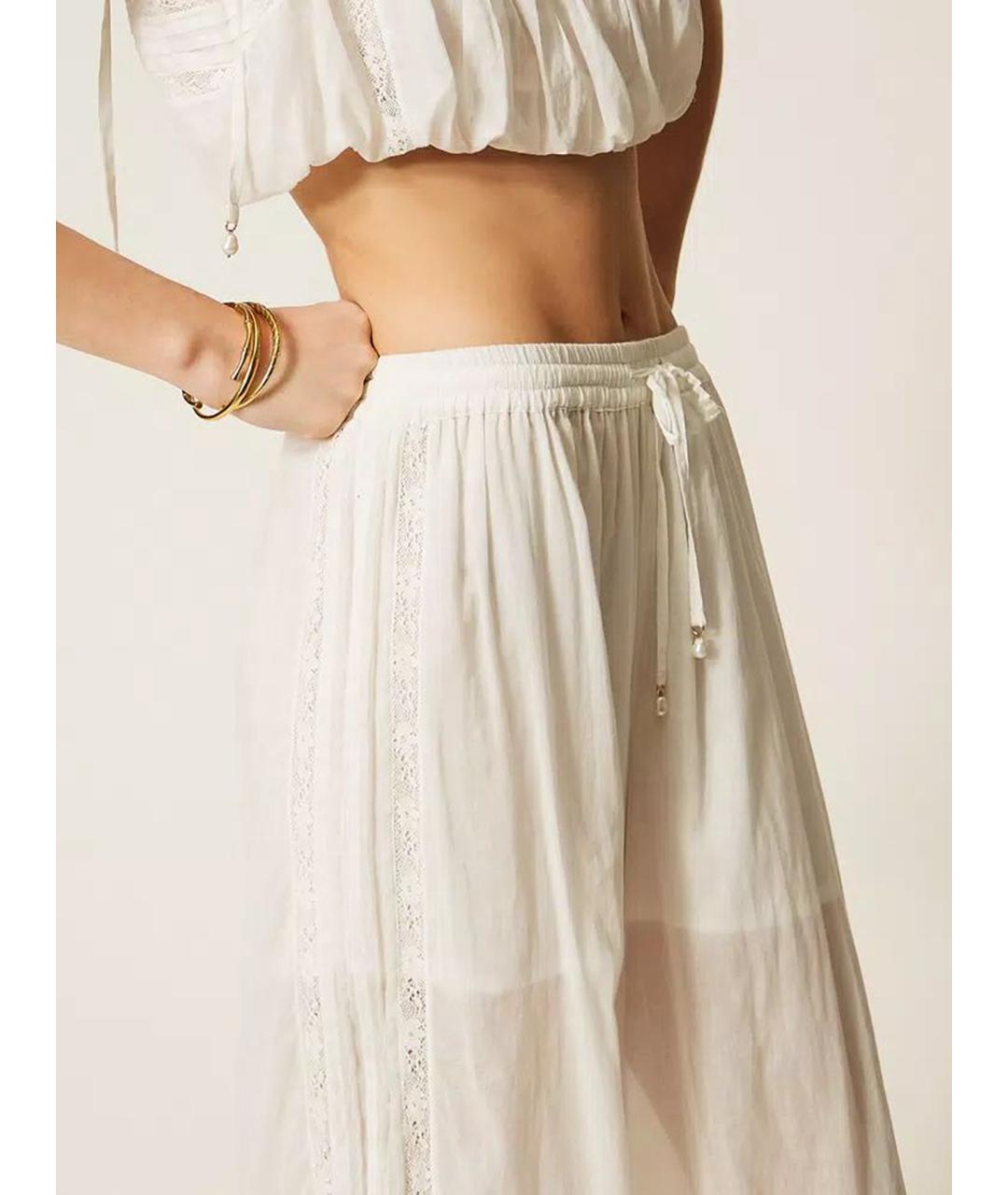 TWIN-SET Белые хлопковые брюки узкие, фото 5