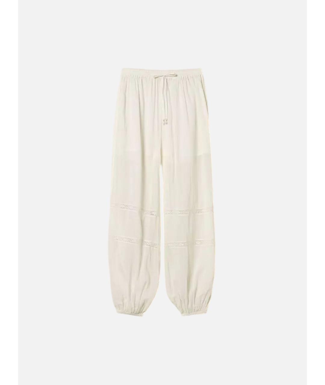 TWIN-SET Белые хлопковые брюки узкие, фото 6