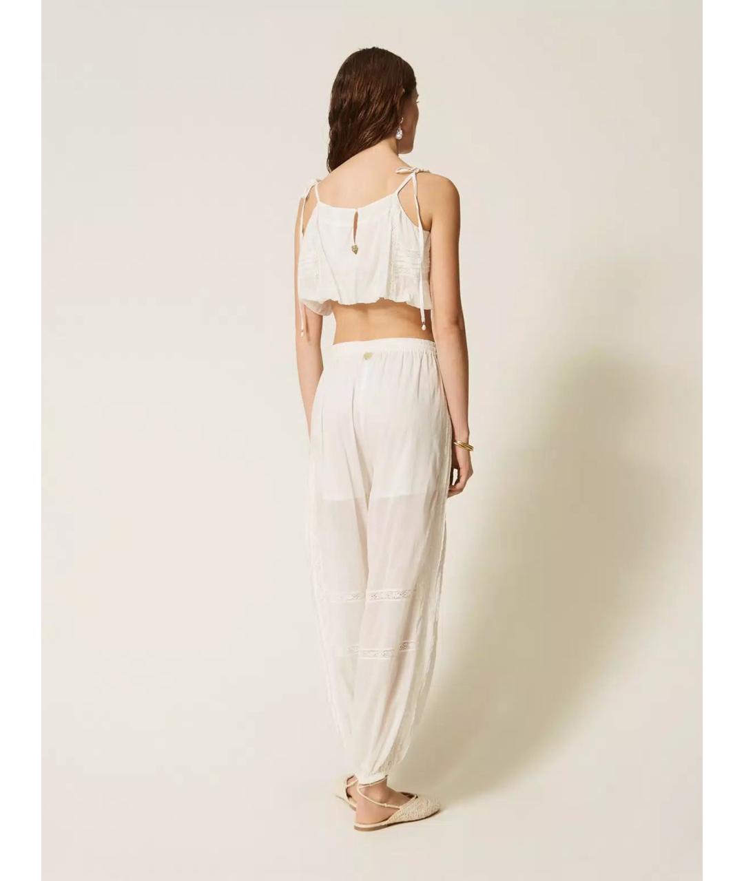 TWIN-SET Бежевые хлопковые прямые брюки, фото 4