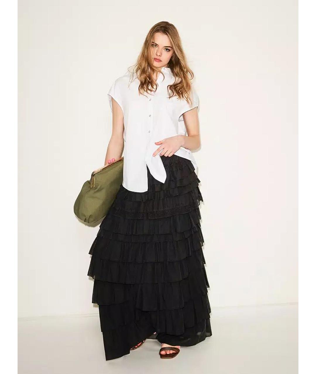 TWIN-SET Черная хлопковая юбка макси, фото 3