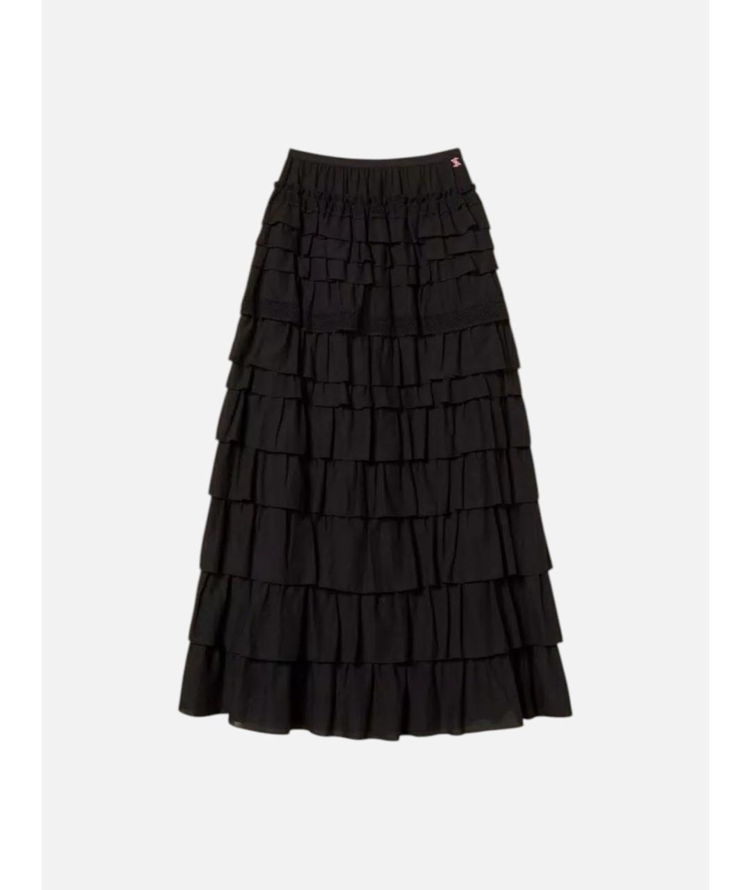 TWIN-SET Черная хлопковая юбка макси, фото 7
