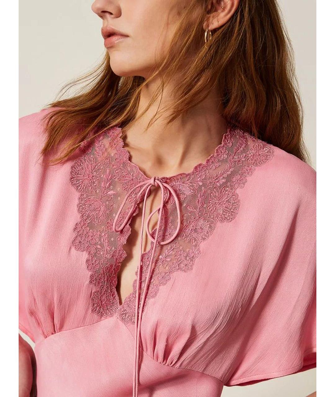 TWIN-SET Розовое вискозное вечернее платье, фото 6