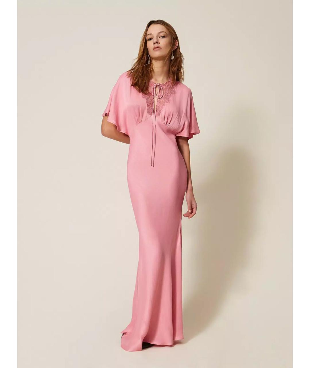 TWIN-SET Розовое вискозное вечернее платье, фото 2